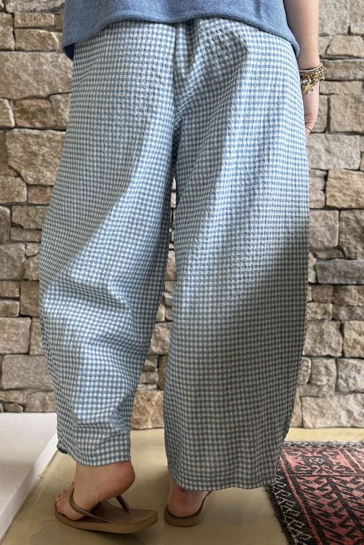 Arbi Gingham 7/8 Barrel Pant Denim